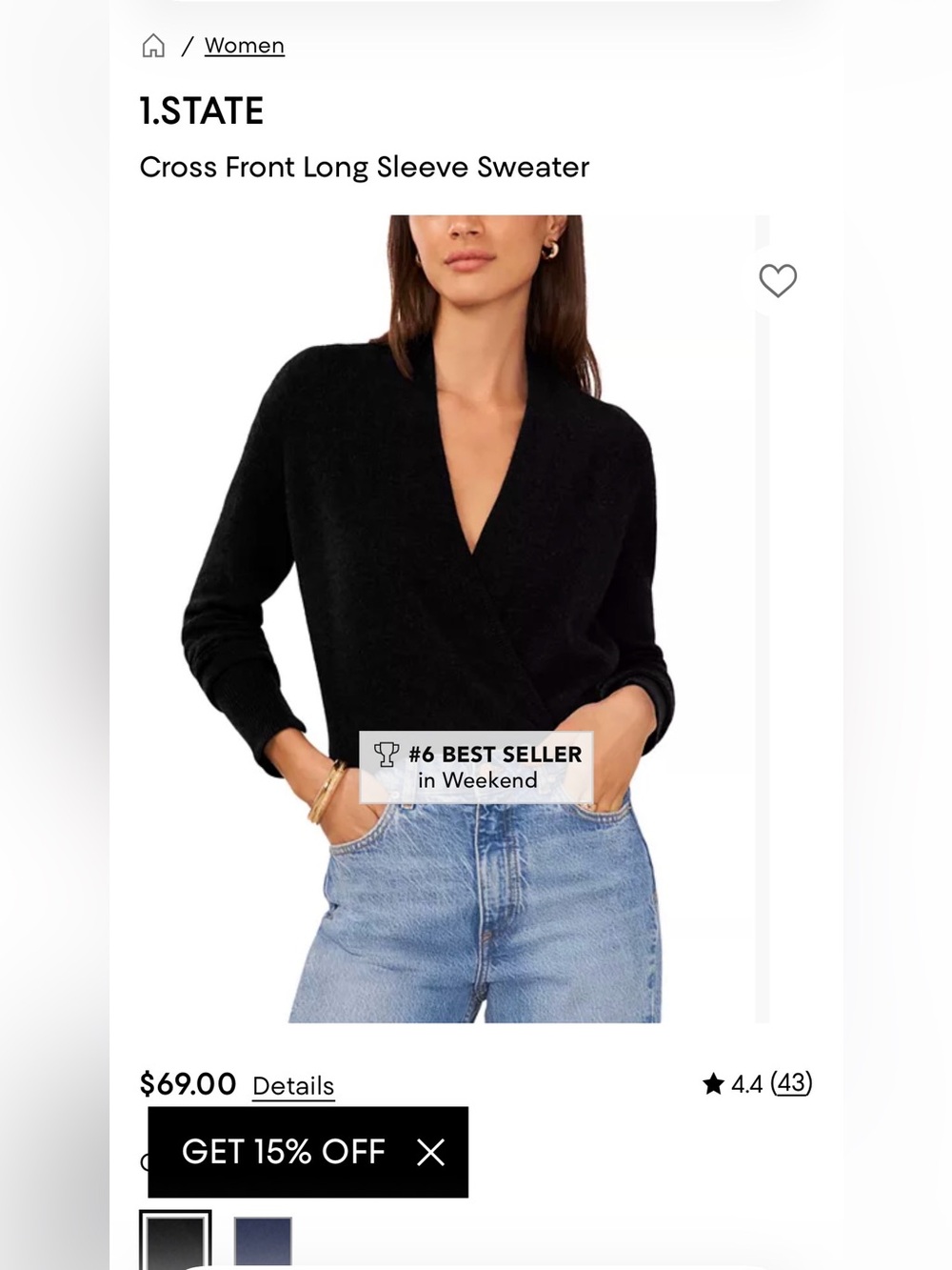 1.STATE Cross Front Long Sleeve Sweater